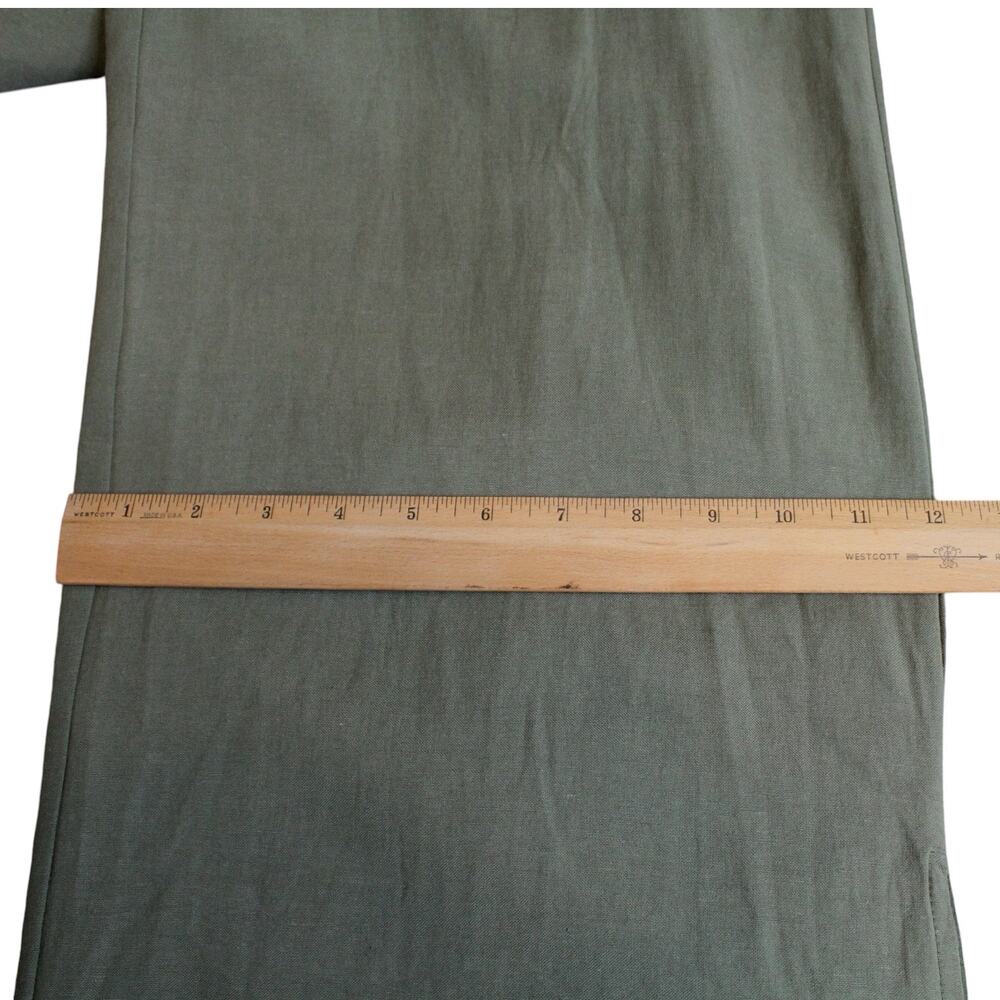 Lulus Jet Stream Olive Green High-Waisted Wide-Leg Pants Slit Hem Linen Blend Sm - Picture 11 of 14